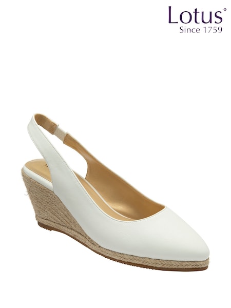 Lotus White Slingback Wedges Espadrilles Shoes (F04616) | ₪251