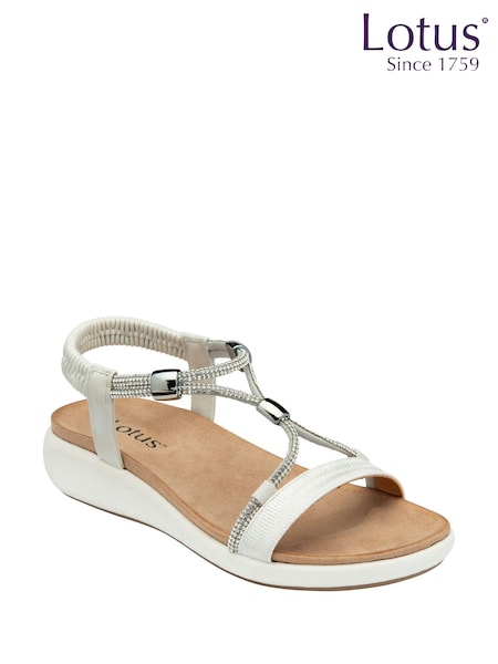 Alb perlat - Sandale Lotus cu platformă joasă (F04617) | 335 LEI