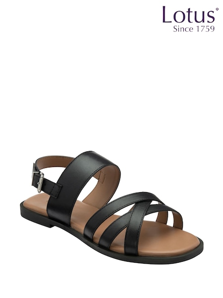 Lotus Black Low Heel Multi Strap Sandals (F04620) | $87