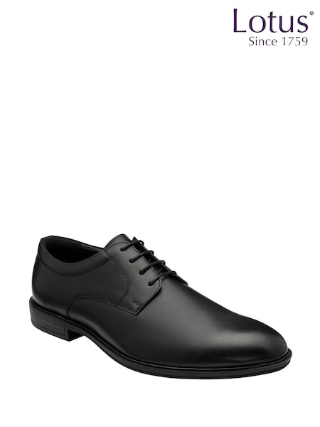 Lotus Black Plain Front Lace-Up Shoes (F04646) | 297 QAR