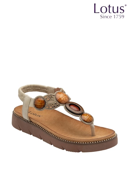 Lotus Natural Toe Thong Wedge Sandals (F04658) | $72