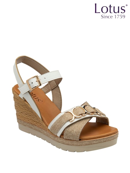 Lotus White High Wedge Sandals (F04666) | €64
