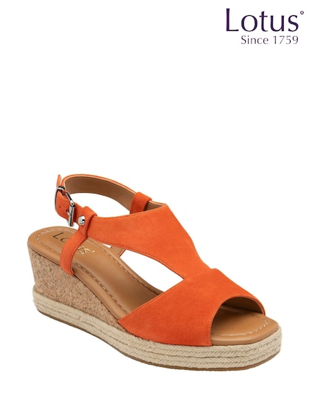 Lotus Orange Wedge Espadrille Sandals (F04668) | $111