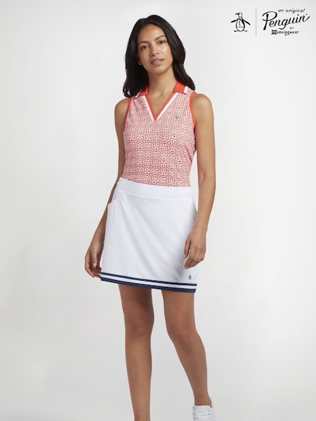 Original Penguin Golf Essential Colourblock 16” White Skirt (F04674) | ‏327‏₪