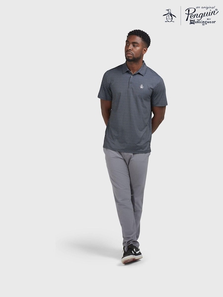 Original Penguin Golf The All-over Pete Printed Black Polo Shirt (F04676) | ‏277‏₪