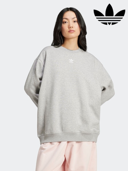 adidas Originals Grey Essentials Crew Long Fleece Oversize Sweatshirt (F04742) | €58