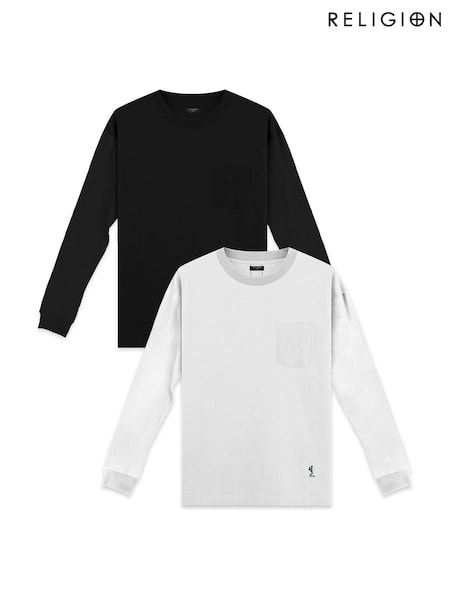 Religion Black 100% Cotton Heavyweight Pocket T-Shirts 2 Pack (F04766) | R$ 670