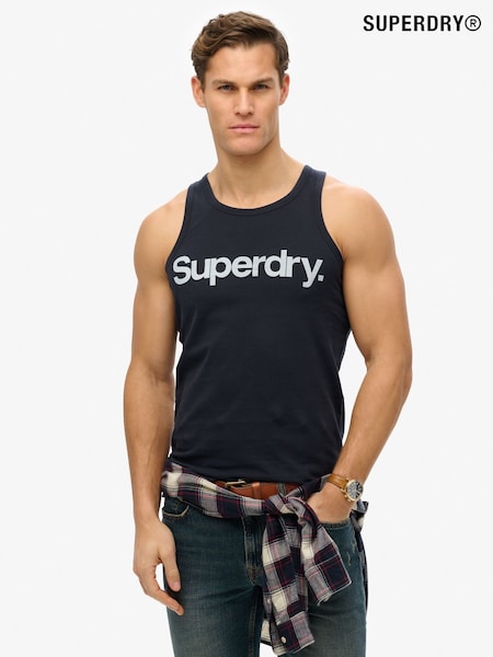 Темно-синій - Superdry Core Logo Kiss принт слім фіт Верхня жилетка (F04770) | 1 802 грн