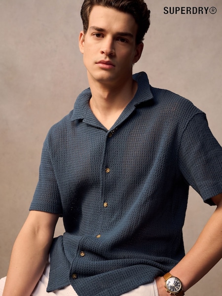 SUPERDRY Navy SUPERDRY Knitted Texture Shirt (F04788) | €68