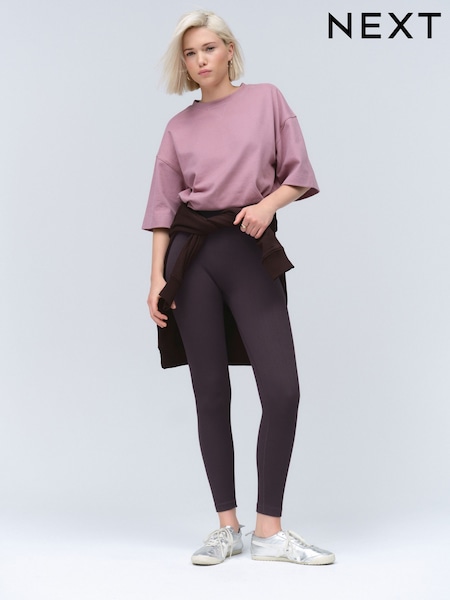 Plum Purple Ribbed Seamless High Waist Leggings (F04801) | R$ 175