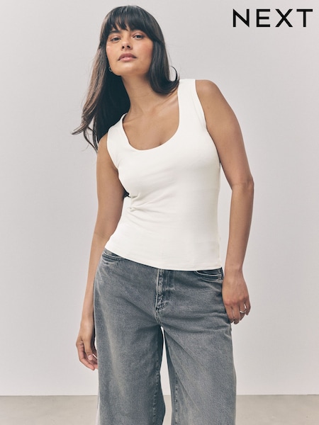 Branco Ecru - Scoop Neck Vest (F04805) | R$ 80