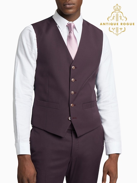 Antique Rogue Purple Bay Merlot Plain Waistcoat (F04852) | €98