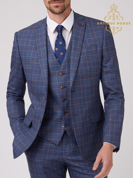 Antique Rogue Blue Overcheck Jacket (F04873) | R$ 1,530