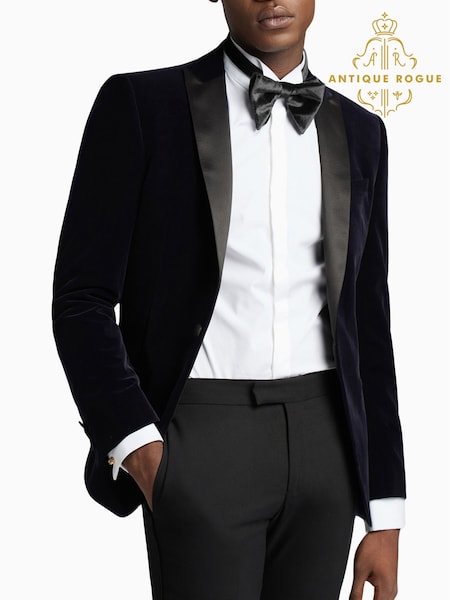 Antique Rogue Blue Velvet SB1 Peak Dress Wear Jacket (F04897) | R$ 1,430