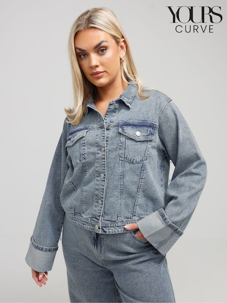Yours Curve Blue Limited Fold Over Jacket (F04996) | €64