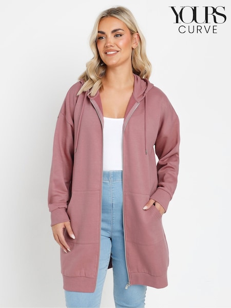 Yours Curve Pink Longline Zip Through Jacket (F05025) | $51