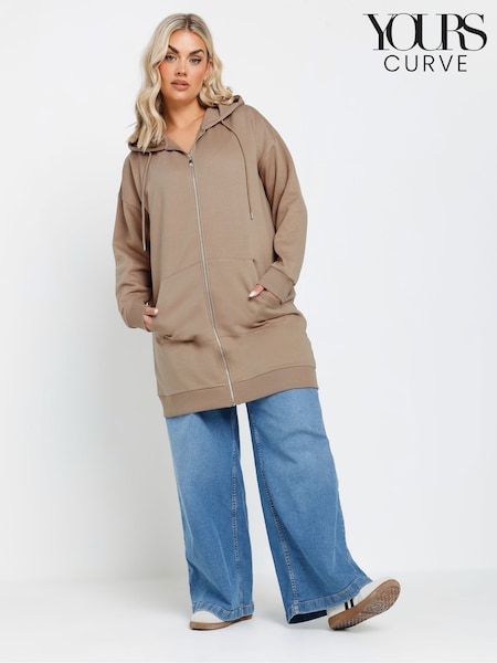 Yours Curve Brown Longline Zip Through Jacket (F05039) | $51
