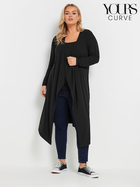 Yours Curve Waterfall Ribbed Midaxi Cardigan (F05040) | € 38