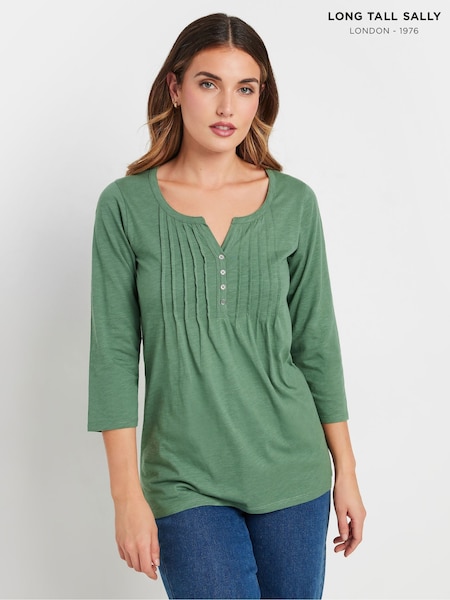 Long Tall Sally Khaki Green Henley 100% Cotton Top (F05049) | 1,382 UAH