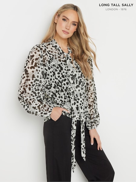 Long Tall Sally Smudge Spot Tie Neck Top (F05054) | €47
