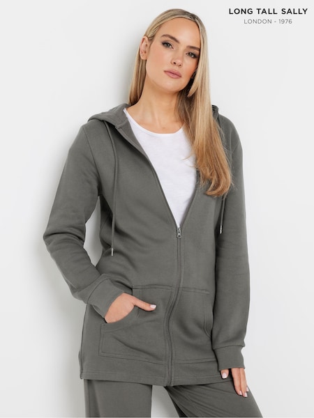رمادي - Long Tall Sally Longline Zip Through Hoodie (F05058) | ‏227 د.إ.‏