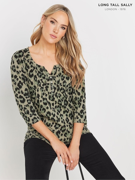 Long Tall Sally Green Pintuck Henley Top (F05061) | 1,382 UAH