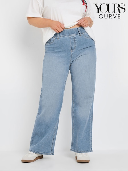 Yours Curve Blue Wide Leg Jeggings (F05070) | $50