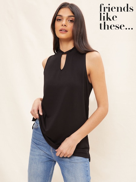 Friends Like These Black Twist Neck Sleeveless Tunic (F05088) | €31