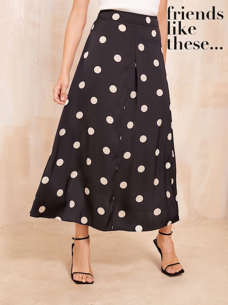 Friends Like These Satin Polka Dot Print Maxi Skirt (F05095) | ‏181‏₪