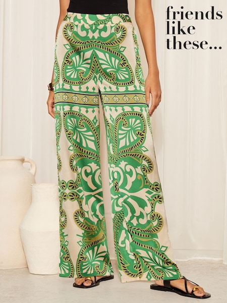 Friends Like These Satin Wide Leg Trousers With Elastic Waist (F05125) | 177 LEI