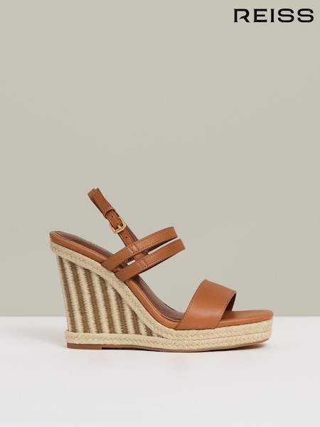 Reiss Hailey Raffia Wedge Heeled Sandals (F05143) | €286