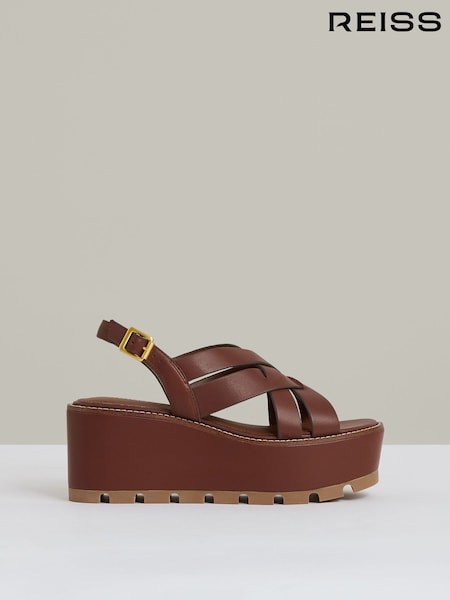 Reiss Naomi Leather Wedge Platform Sandals (F05148) | €271