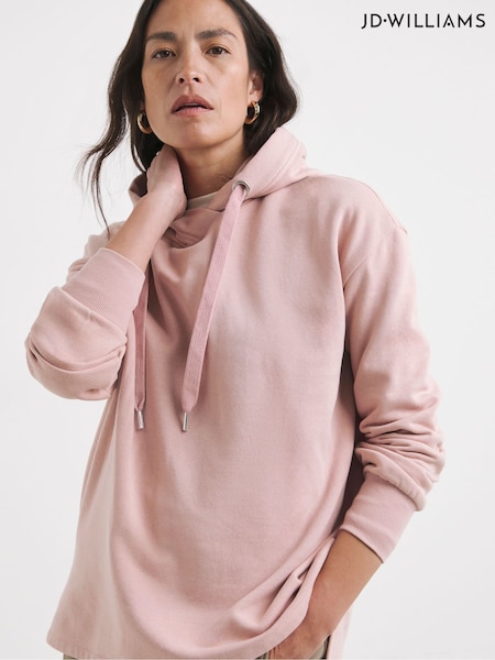 JD Williams Pink Wrap Neck Longline Hoodie (F05235) | €39