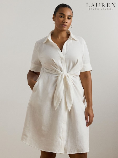 Lauren Ralph Lauren Curve Wakana Linen Belted Shirt Dress (F05376) | kr3 984