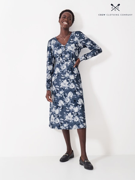 Crew Clothing Company Blue Carrie Floral Jersey Tea Dress (F05430) | ‏347‏₪