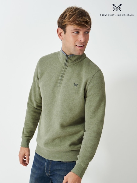 Crew Clothing Green Classic Quarter Zip Sweatshirt (F05453) | R$ 640