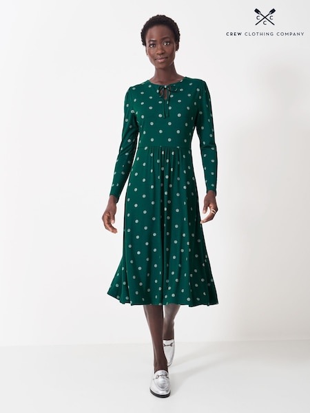 Crew Clothing Green Crew Clothing Company Green Rita Polka Dot Tie-Detail Dress (F05456) | €87