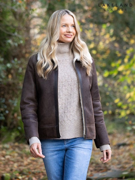 Lakeland Leather Brown Clough Shearling Aviator Jacket (F05496) | €706