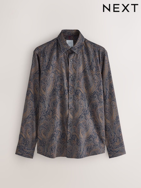 أرجواني مزركش بيزلي - Long Sleeve Print Shirt (F05605) | ‏166 د.إ.‏