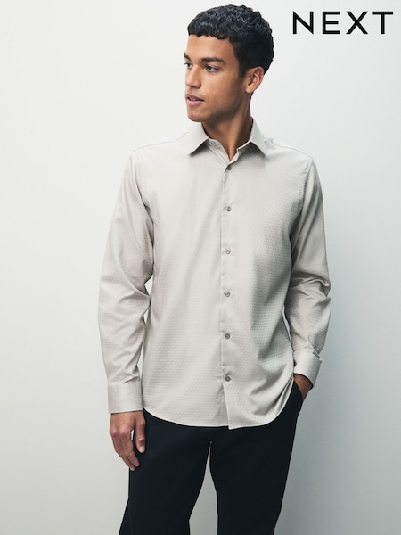 Monograma Neutral - Geometric Print Long Sleeve Smart Shirt (F05608) | R$ 365