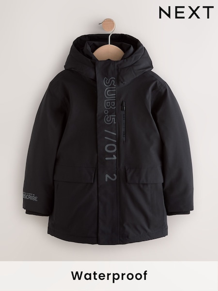 Negru/Gri - Waterproof Parka Coat (3-17yrs) (F05654) | 298 LEI - 447 LEI