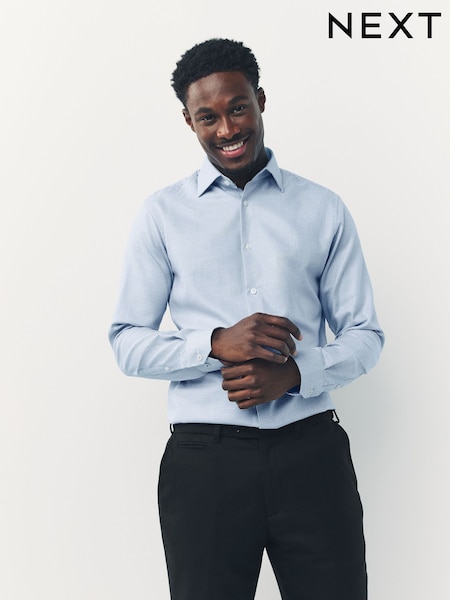 Blue Slim Fit Premium 100% Cotton Textured Shirt (F05807) | €53