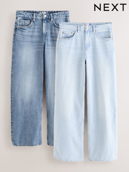 Blanco/azul - Wide Leg 100% Cotton Jeans 2 Pack (F05813) | 74 €
