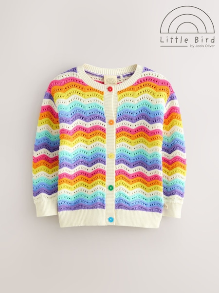 Little Bird by Jools Oliver Multi 100% Cotton Wavy Stripe Knitted Cardigan (F05833) | €31 - €37