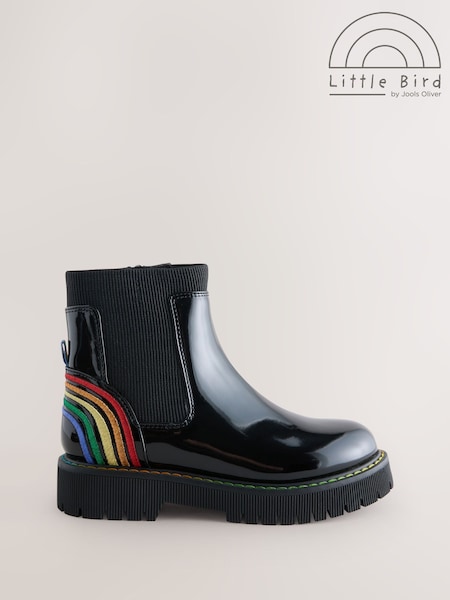 Little Bird by Jools Oliver Black Older Rainbow Patent Chunky Chelsea Boots (F05878) | R$ 335 - R$ 375