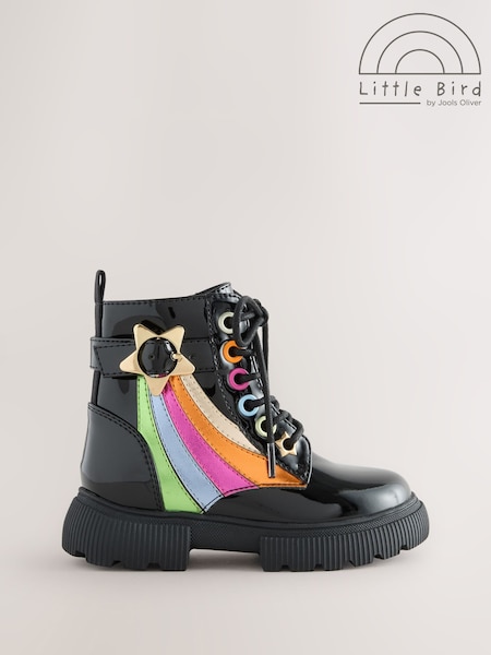 Little Bird by Jools Oliver Black Rainbow Chunky Lace Up Boots (F05879) | AED175 - AED198