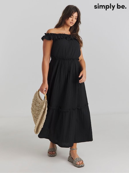 Simply Be Beach To Beach Cheesecloth Maxi Bardot Cover-Up (F05889) | €50