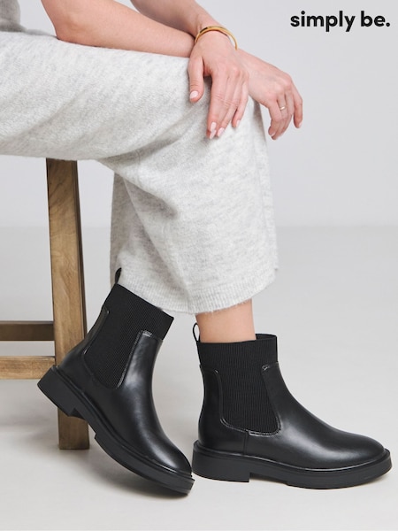 Simply Be Black Classic Chelsea Ankle Boots In Wide Fit (F05898) | €51