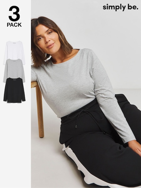 Simply Be Slash Neck 100% Cotton Tops 3 Pack (F05899) | 37 €