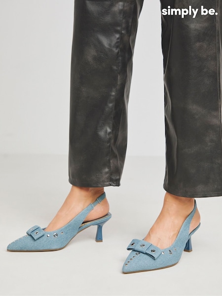 Simply Be Simply Be Denim Blue Eyelet Detail Slingback Court Shoes in Extra Wide Fit' (F05903) | € 47